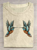 Hummingbird Print Casual Short-Sleeve T-Shirt