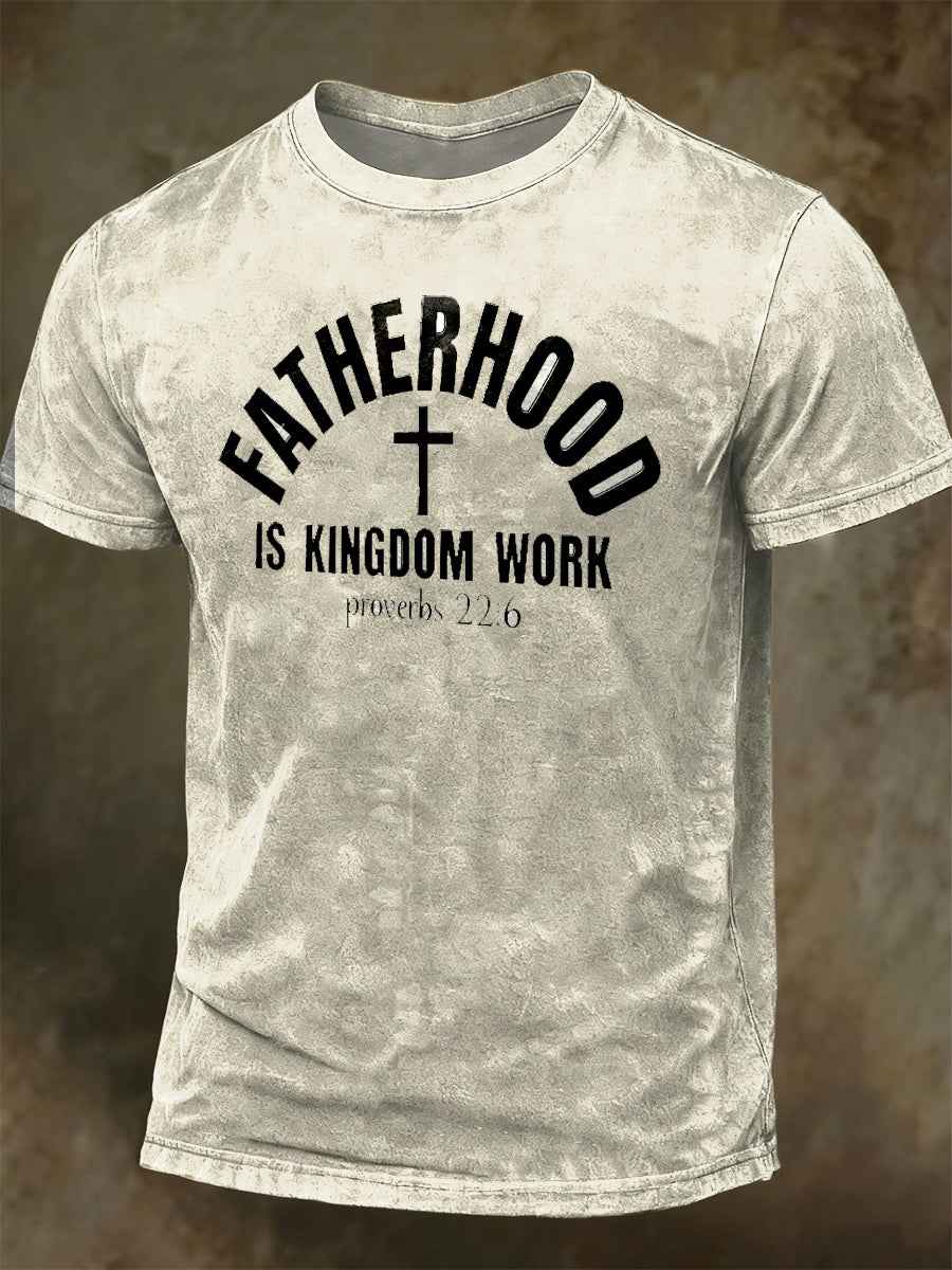 Father's Cross Print Casual Short-Sleeve T-Shirt