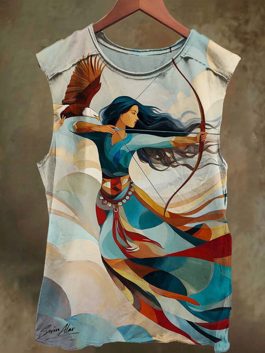 Unisex Archery Print Casual Pure Cotton Vest