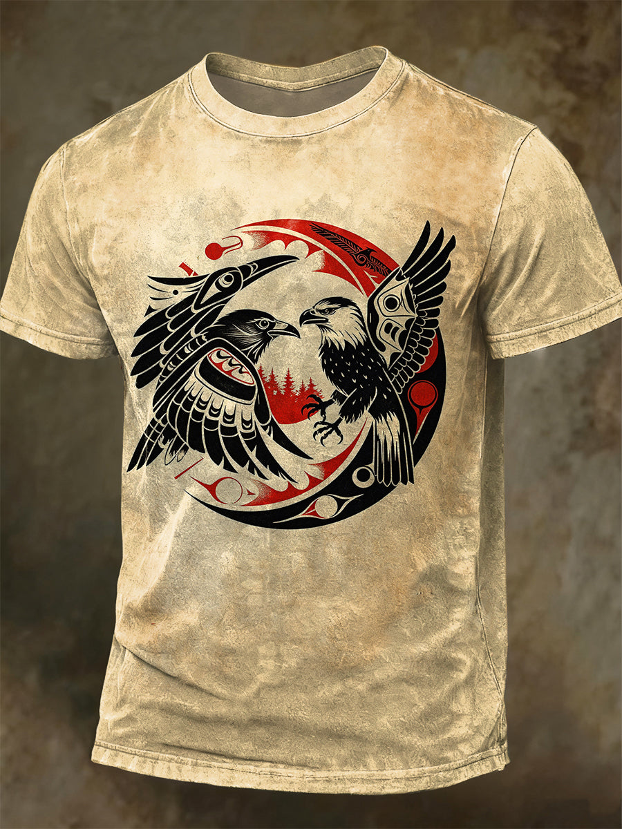 Eagle Silhouette Print Casual Short-Sleeved T-Shirt