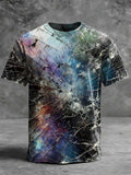 Nebula Shattered Glass Print Casual Short-Sleeve T-Shirt