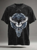 Viking Raven Print Casual Short-Sleeve T-Shirt