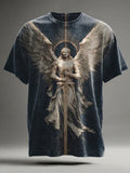 Holy Angel Knight Print Casual Short-Sleeve T-Shirt