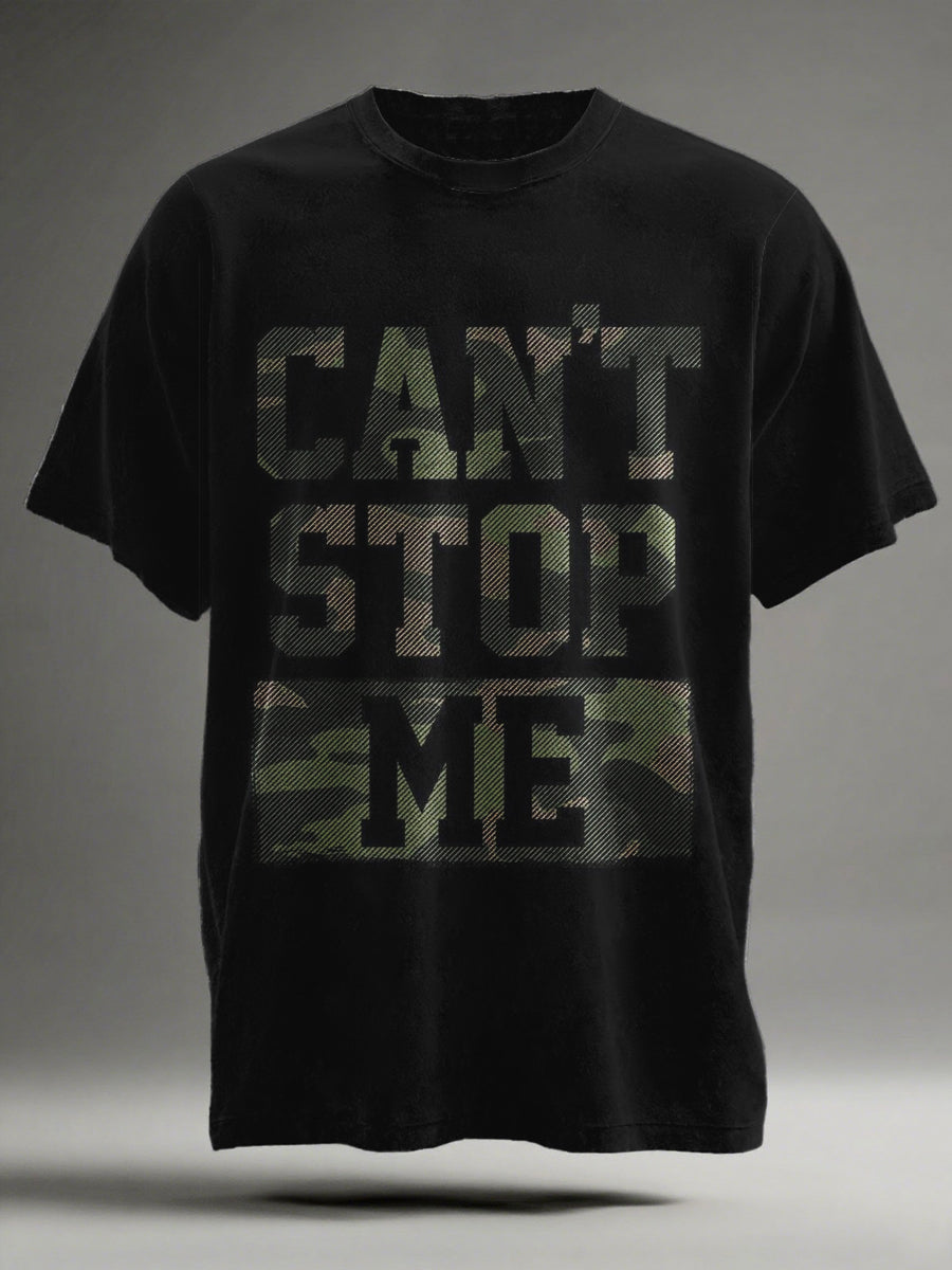 Camouflage Slogan Print Casual Short-Sleeve T-Shirt