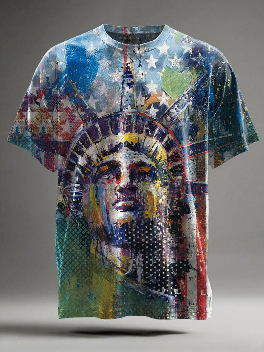 Statue of Liberty Print Casual Short-Sleeve T-Shirt