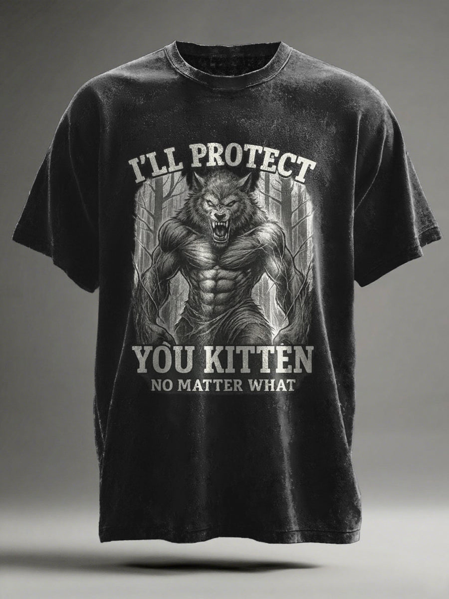 Muscle Werewolf Guardian Printed Casual Short-Sleeve T-Shirt