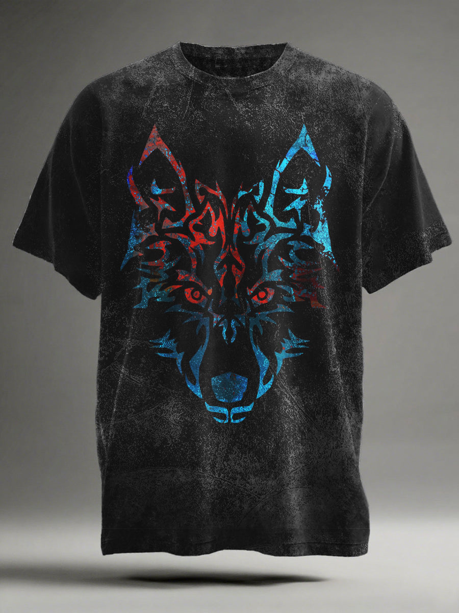 Tribal Wolf Head Art Print Short-Sleeve T-Shirt