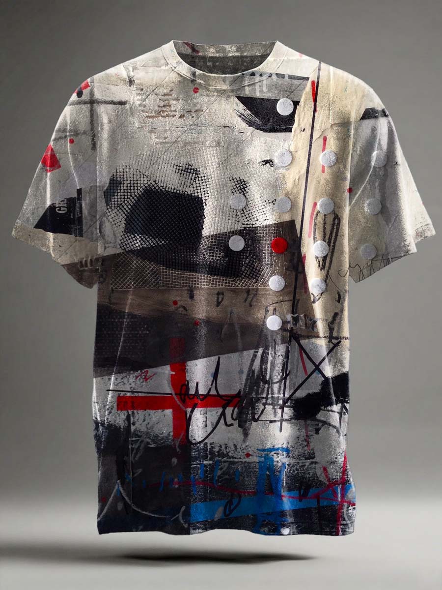 Ruins Collage Deconstruction Abstract Graffiti Art Print Short-Sleeve T-Shirt
