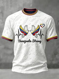 Men’s White Venezuela Dove of Peace Print Casual T-shirt