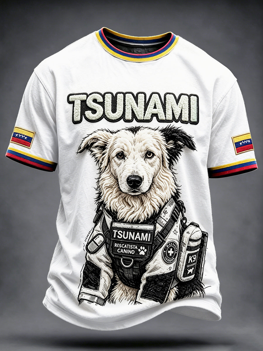Men’s Venezuela Rescue Dog Tsunami 3D-Printed Casual T-shirt