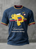 Men’s Deep Blue Venezuela Flag Print Casual T-shirt