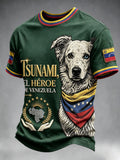 Men’s Dark Green Venezuelan Rescue Hero Tsunami 3D-Printed Casual T-shirt