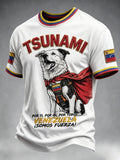 Men’s White Venezuelan Rescue Dog Tsunami Print Casual T-shirt