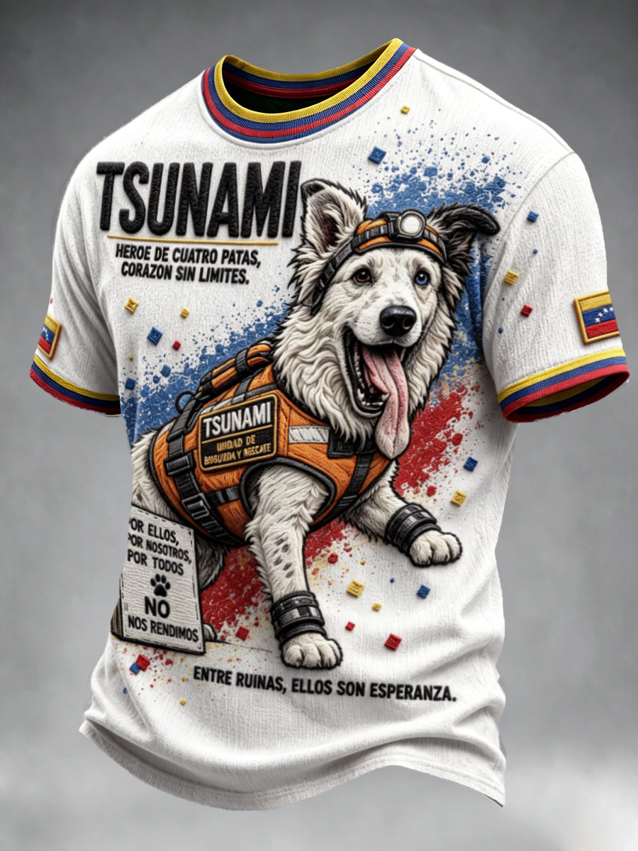 Men’s Venezuela Rescue Hero Tsunami 3D-Printed Casual T-shirt