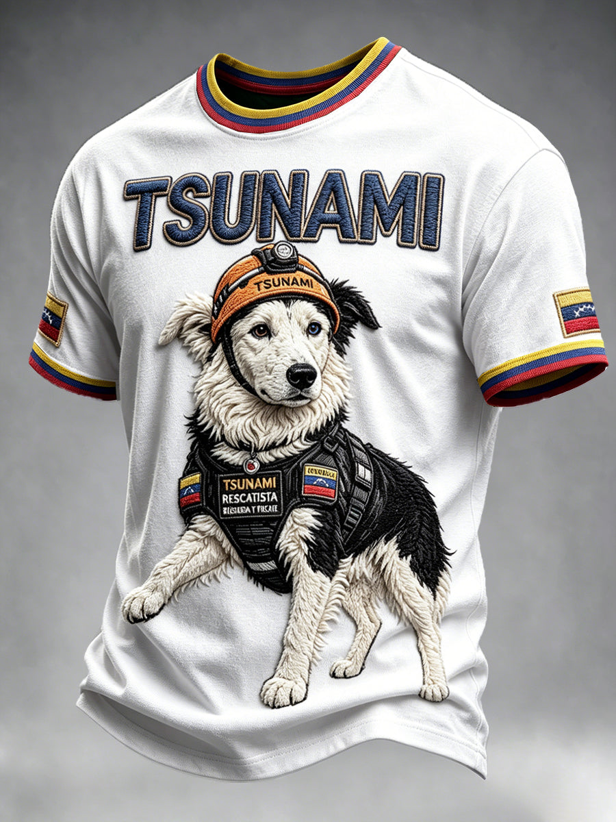 Men’s Venezuela Hero Dog ‘Tsunami’ Print Casual T-shirt