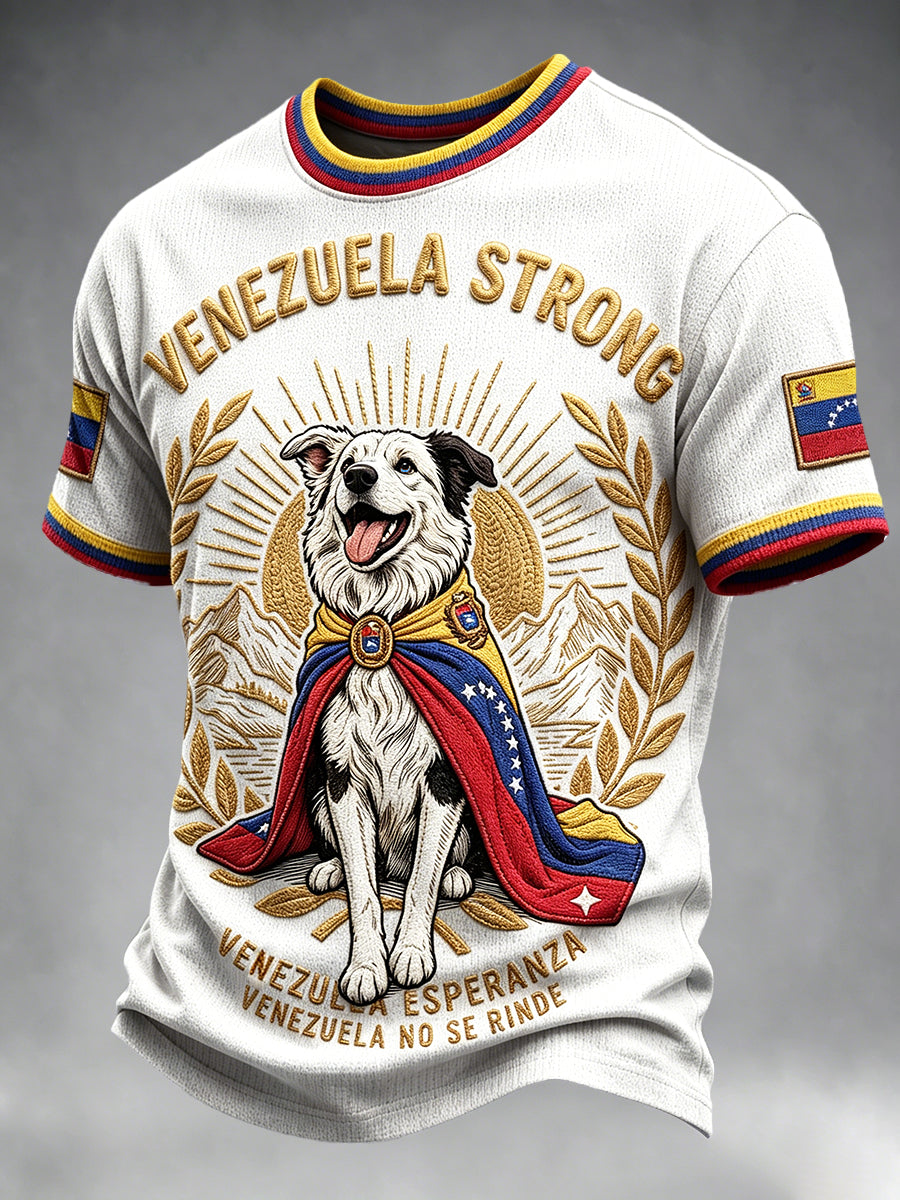 Men’s White Venezuela Rescue Hero Tsunami 3D-Printed Casual T-shirt