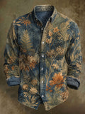 Vintage Floral Print Casual Long-Sleeve Shirt