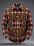 Men's American Christmas Retro Print Casual Long-Sleeve Shirt