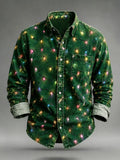Men's Christmas-themed Light Print Casual Long-sleeve Shirt