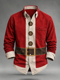 Men's Quirky Christmas Print Casual Long-Sleeve Shirt