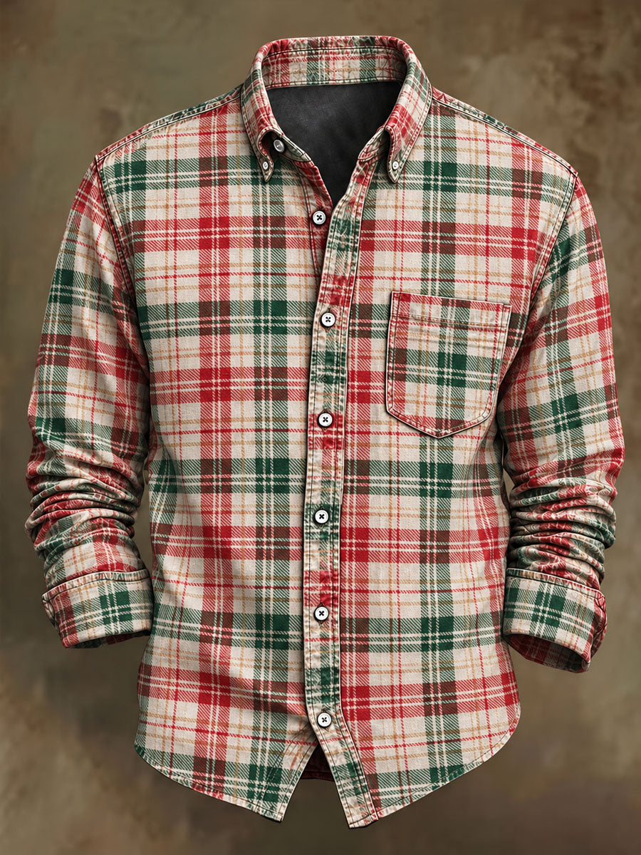 Men's Christmas Print Casual Long-Sleeve Shirt