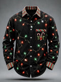 Men's Christmas-themed Light Print Casual Long-sleeve Shirt