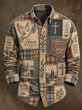 Men's Faith Patchwork Print Casual Long-Sleeve Shirt