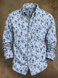 Men's Faith Patchwork Print Casual Long-Sleeve Shirt