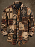 Men's Faith Patchwork Print Casual Long-Sleeve Shirt